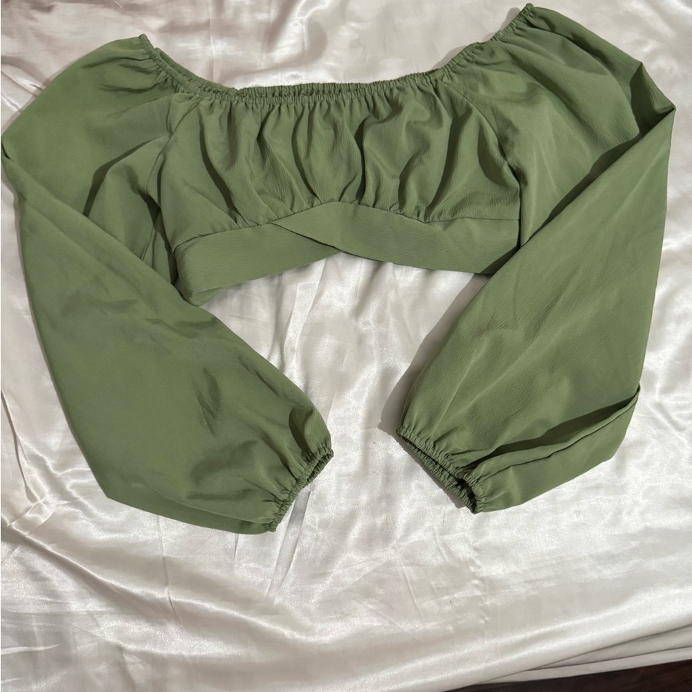 Chic Olive Green Off-Shoulder Top